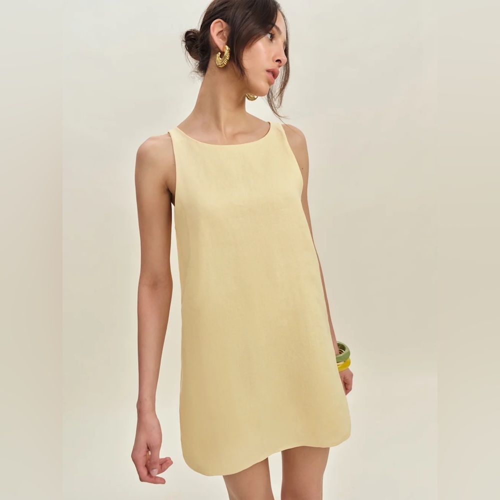 Reformation Jessi Linen Dress Yellow - Size 8